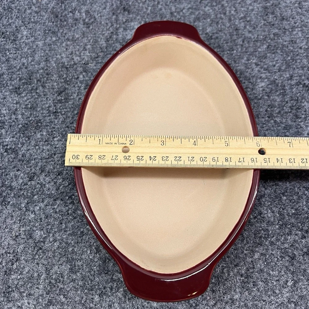 Pampered Chef 1334 Small Oval Baker Cranberry Family Heritage Tradition USA 9.5